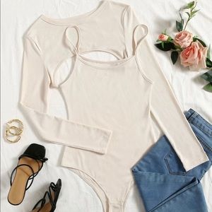 Ribbed Knit 2-piece super Crop Top with Bodysuit